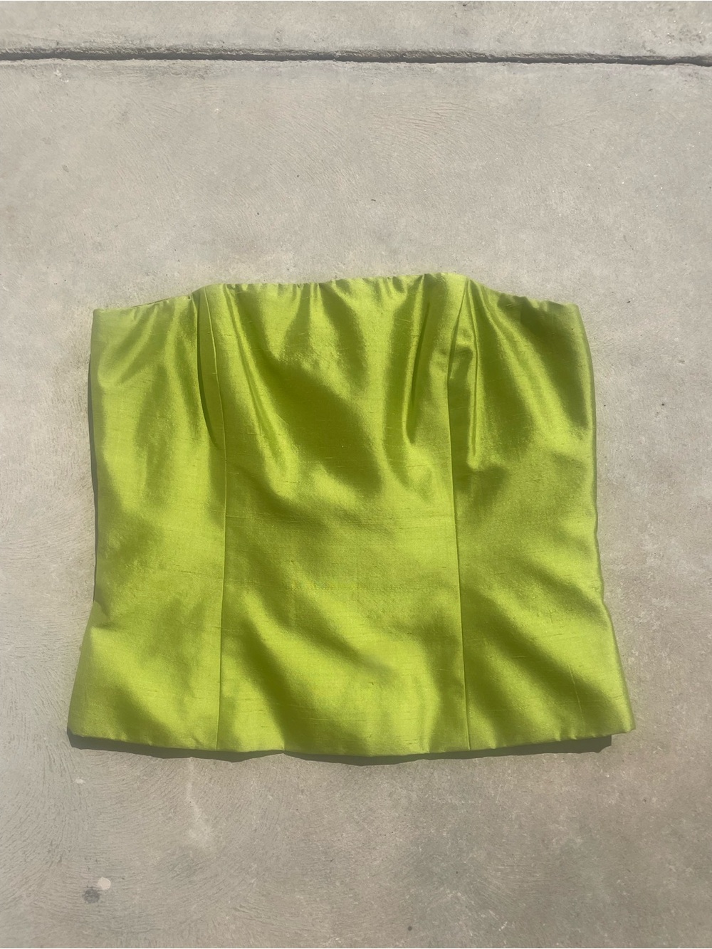 Nicole Miller Lime Green Strapless Satin Bustier
